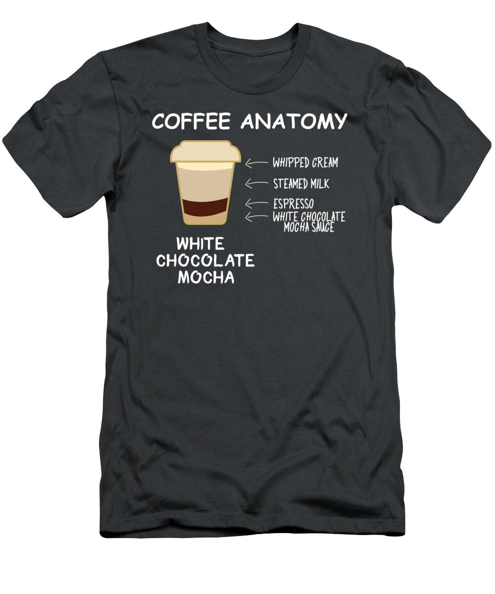 Coffee Anatomy White Chocolate Mocha Barista for Men Women Coffee Roaster Worker Lover Crazy Squirrel T-Shirt