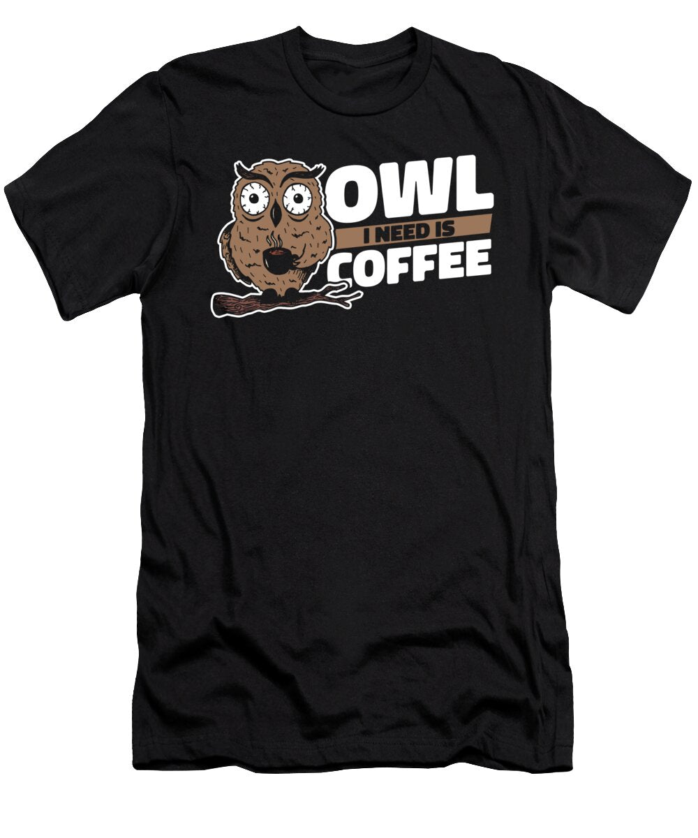 Coffee Caffeine Roaster Cafe Roasting Barista Coffee Owl Crazy Squirrel T-Shirt