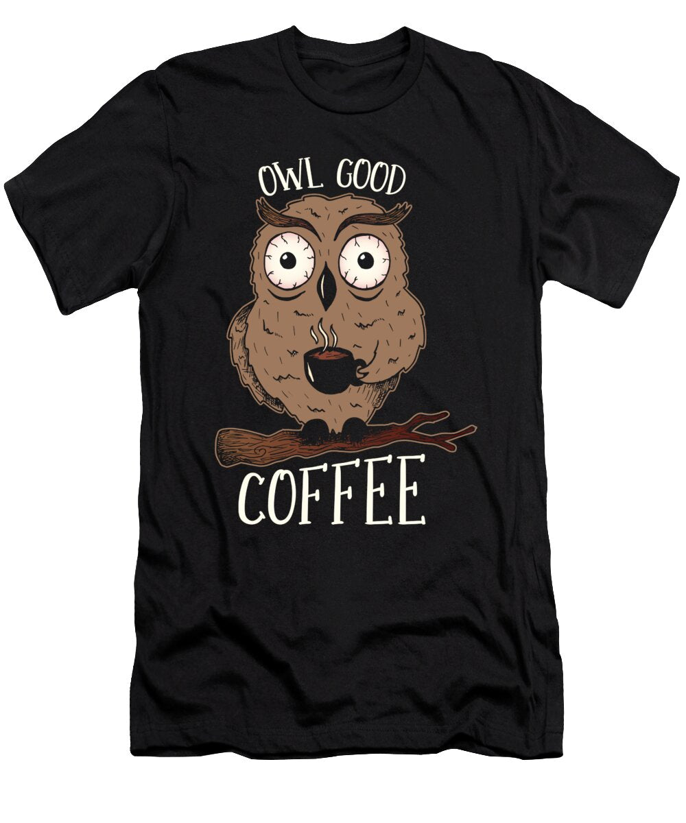 Coffee Caffeine Roaster Roasting Cafe Barista Coffee Owl Crazy Squirrel T-Shirt