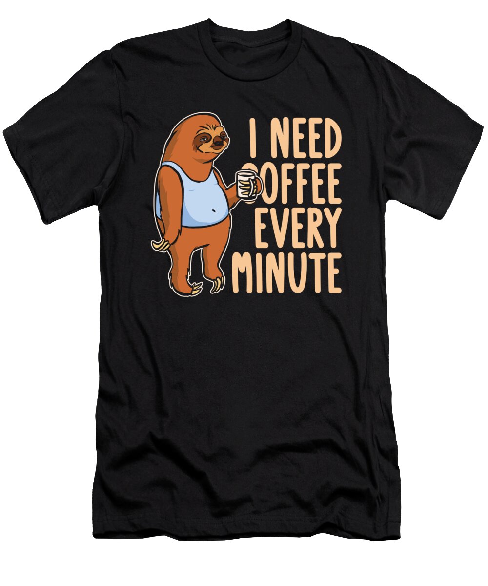 Coffee Caffeine Roasting Barista Cafe Roaster Coffee Sloth Crazy Squirrel T-Shirt