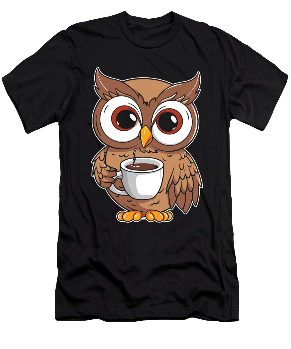 Coffee Caffeine Roasting Cafe Barista Roaster Coffee Owl Crazy Squirrel T-Shirt