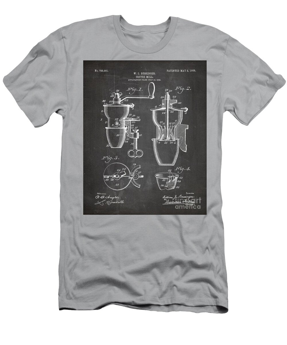 Coffee Mill Patent Coffee Shop Art Chalkboard Patent Press T-Shirt