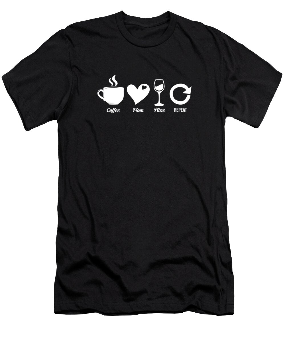 Coffee Mom Wine Repeat Cafe Barista Roasting Coffee Wine Crazy Squirrel T-Shirt