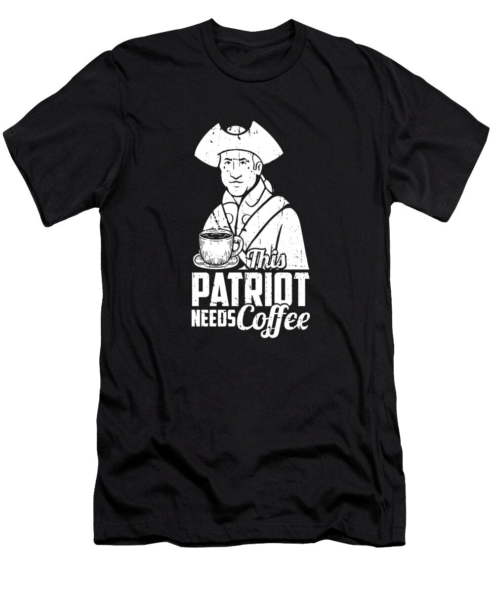 Coffee Patriot Cafe Roaster Barista Coffee 4th of July Crazy Squirrel T-Shirt