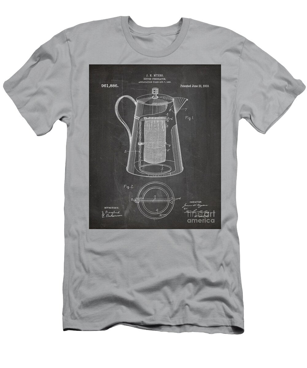 Coffee Percolator Patent Coffee Shop Art Chalkboard Patent Press T-Shirt