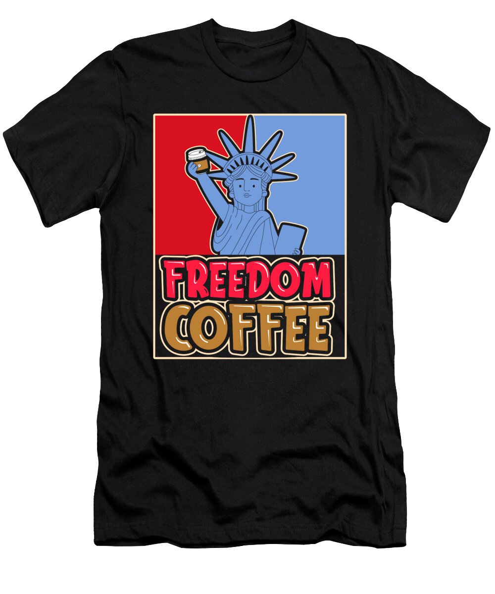 Coffee Poster Cafe Barista Roaster Coffee 4th of July Crazy Squirrel T-Shirt