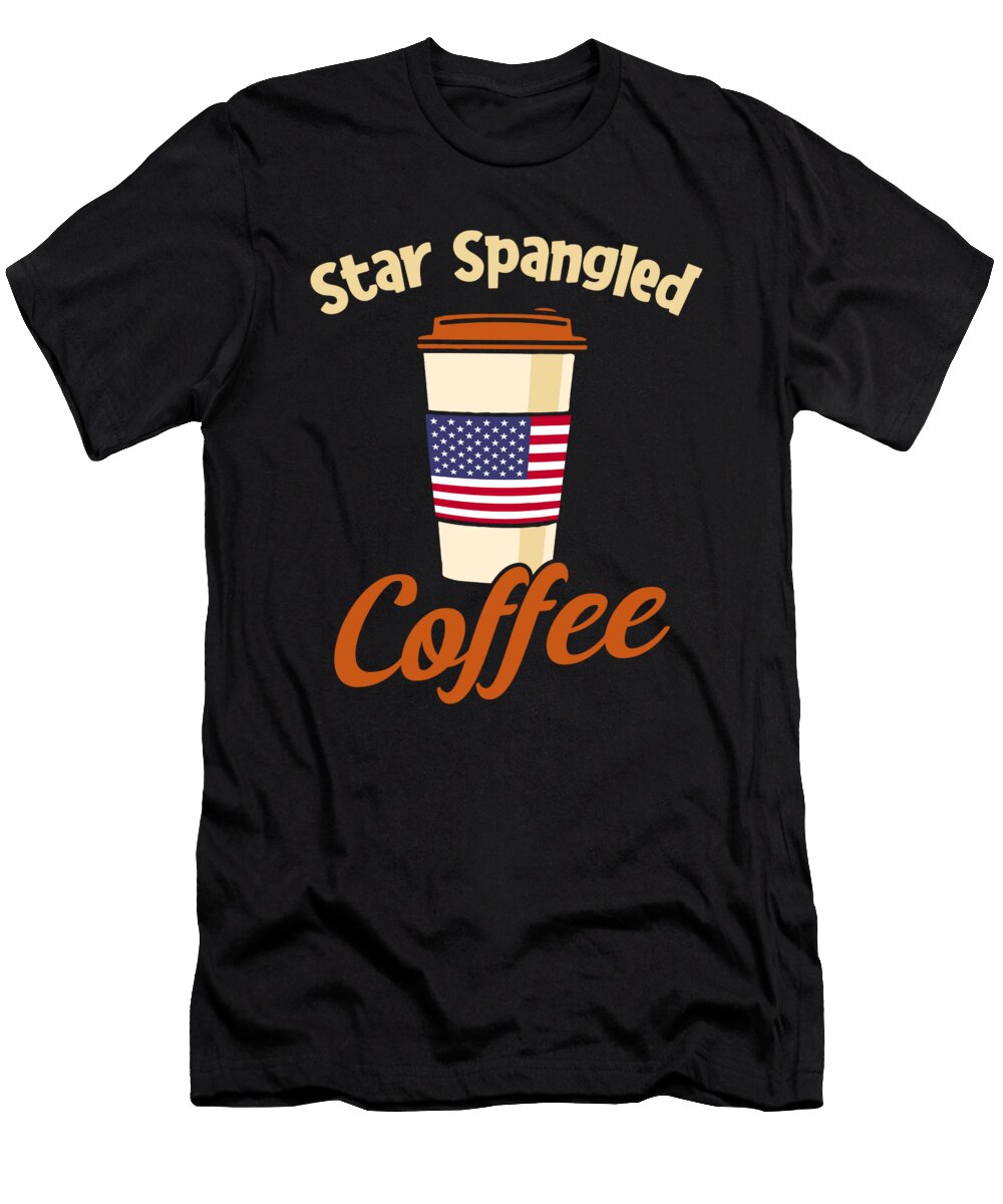 Coffee US Flag Barista Cafe Roasting Coffee 4th of July Crazy Squirrel T-Shirt