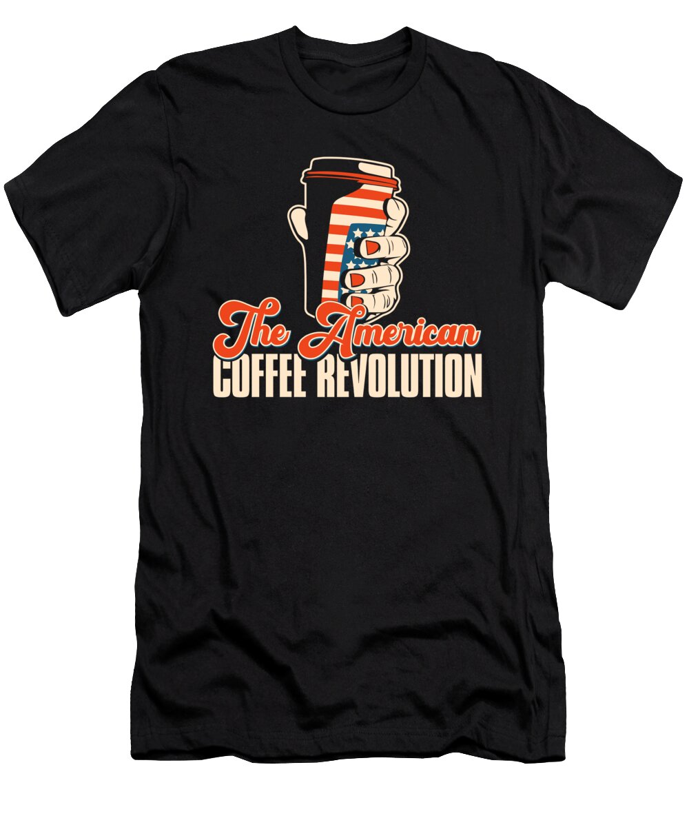 Coffee US Flag Cafe Roaster Roasting Coffee 4th of July Crazy Squirrel T-Shirt