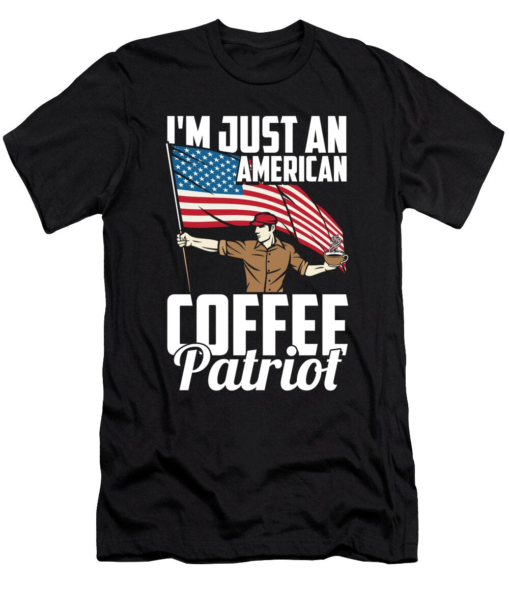 Coffee US Flag Roaster Roasting Cafe Coffee 4th of July Crazy Squirrel T-Shirt