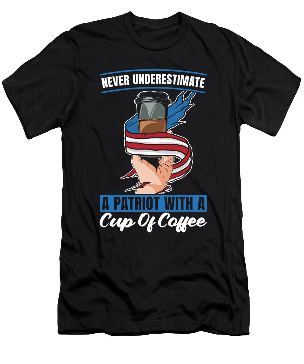 Coffee US Flag Roasting Cafe Barista Coffee 4th of July Crazy Squirrel T-Shirt