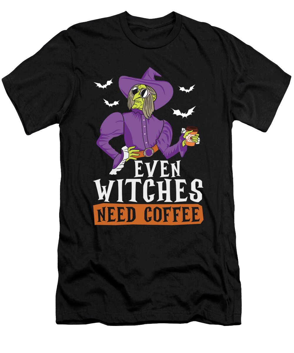 Coffee Witch Barista Roasting Cafe Roaster Coffee Halloween Crazy Squirrel T-Shirt