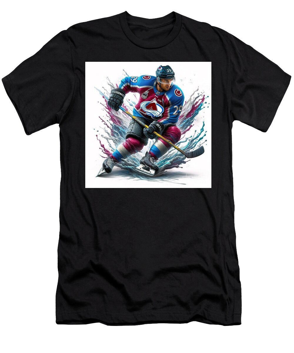 Colorado Avalanche Nathan Mackinnon Splash Art Series 1 Robert Williams T-Shirt