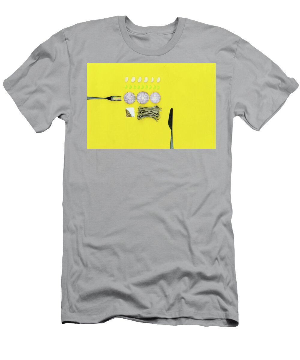 Colorblock Foods No 25 Pasta on Yellow Beautify My Walls T-Shirt