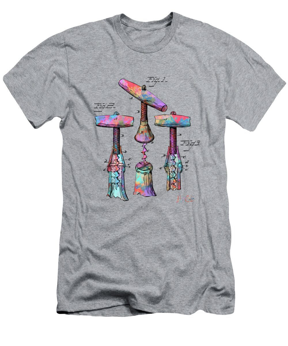 Colorful 1883 Wine Corckscrew Patent Nikki Marie Smith T-Shirt