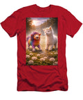 Colorful Alpacas in a Sunlit Field Cathy Harper T-Shirt