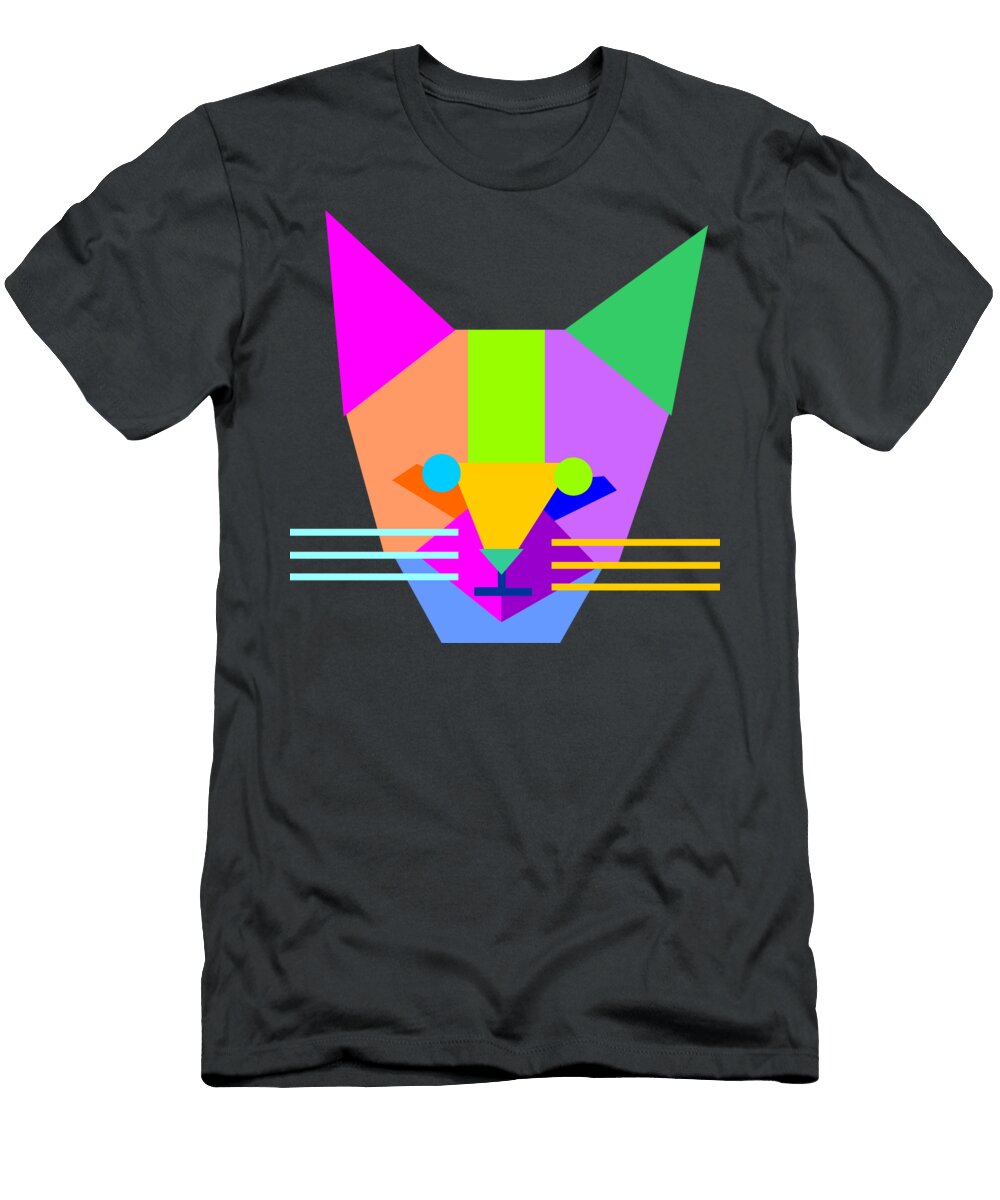 Colorful Angry Cat Geometric Wpap Pop Art Style Ahmad Nusyirwan T-Shirt