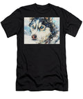 Colorful Artwork Winter Husky Stunning Portrait a Husky with Piercing Blue Eyes in a Snowy Landscape Adrien Efren T-Shirt