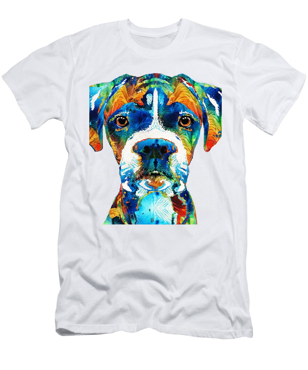 Colorful Boxer Dog Art By Sharon Cummings Sharon Cummings T-Shirt