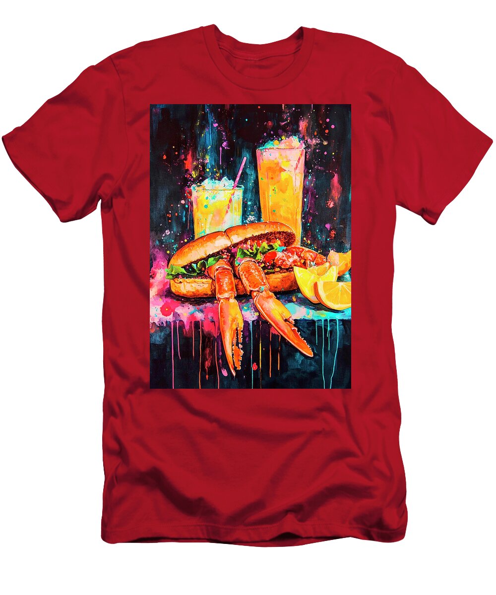 Colorful Crab Sandwich and Drinks Merssi Norely T-Shirt