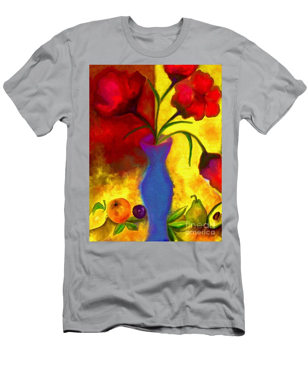 Colorful Flowers and Fruit Abstract Laurie Cairone T-Shirt