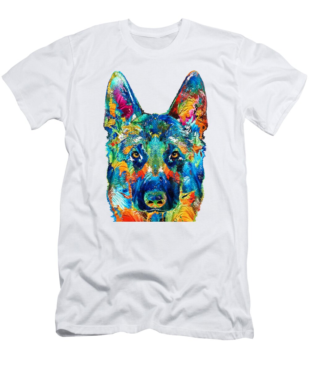 Colorful German Shepherd Dog Art By Sharon Cummings Sharon Cummings T-Shirt