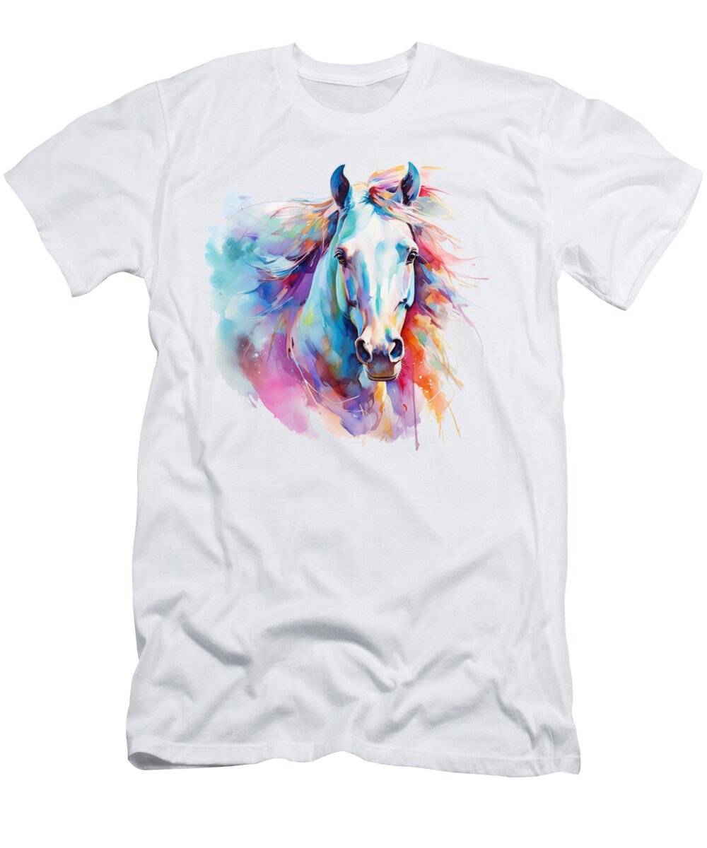 Colorful Horse Painting Lauras Creations T-Shirt