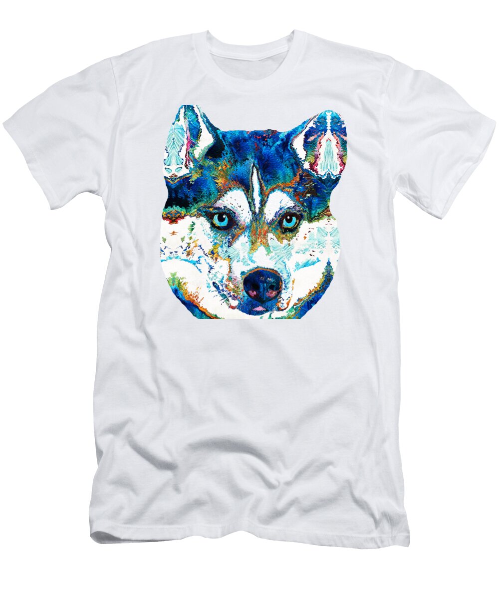 Colorful Husky Dog Art By Sharon Cummings Sharon Cummings T-Shirt