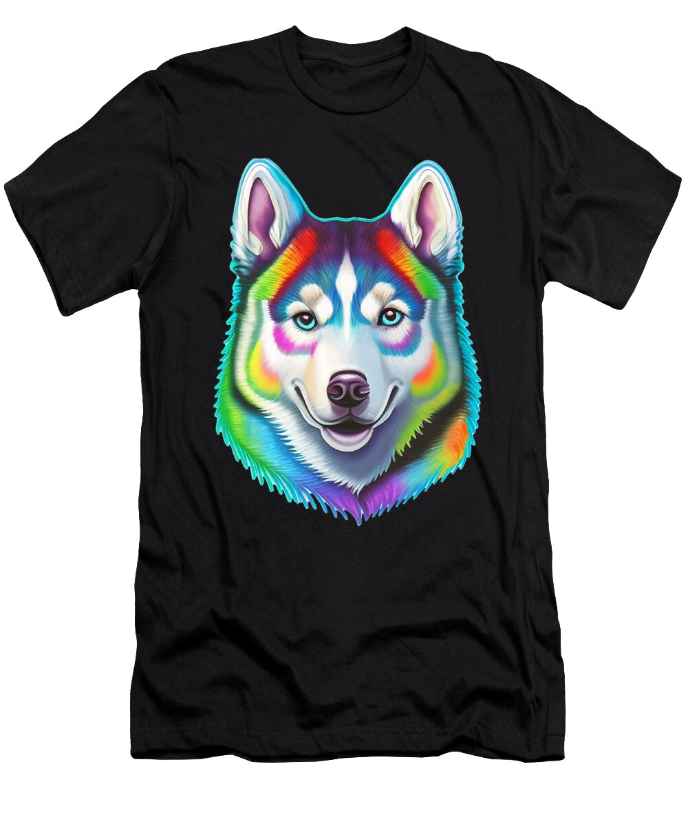 Colorful Husky Head Husky Lover Animal Art Dhbubble T-Shirt
