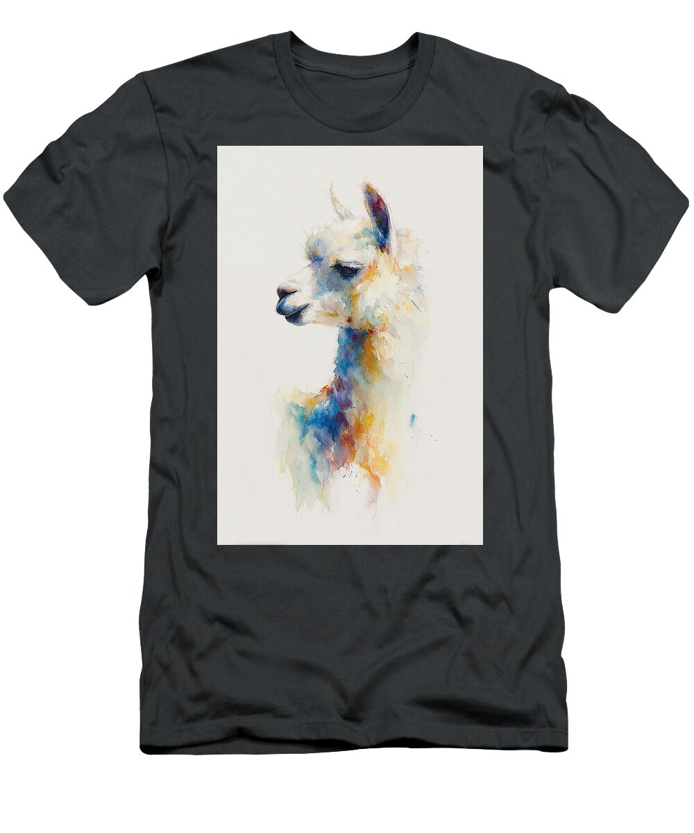Colorful Llama Portrait Alpaca Eliana Haines T-Shirt