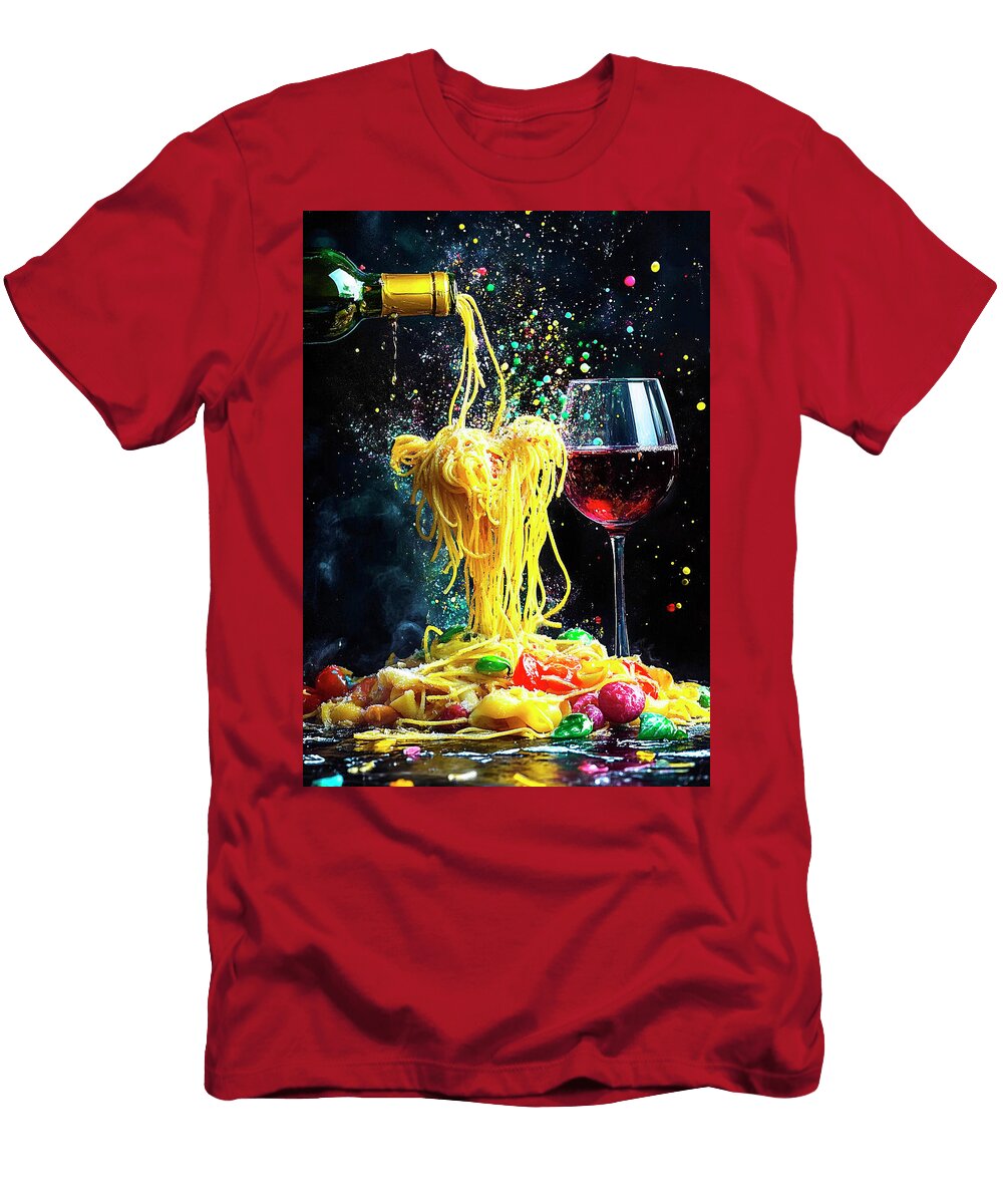 Colorful Pasta and Wine Explosion Merssi Norely T-Shirt