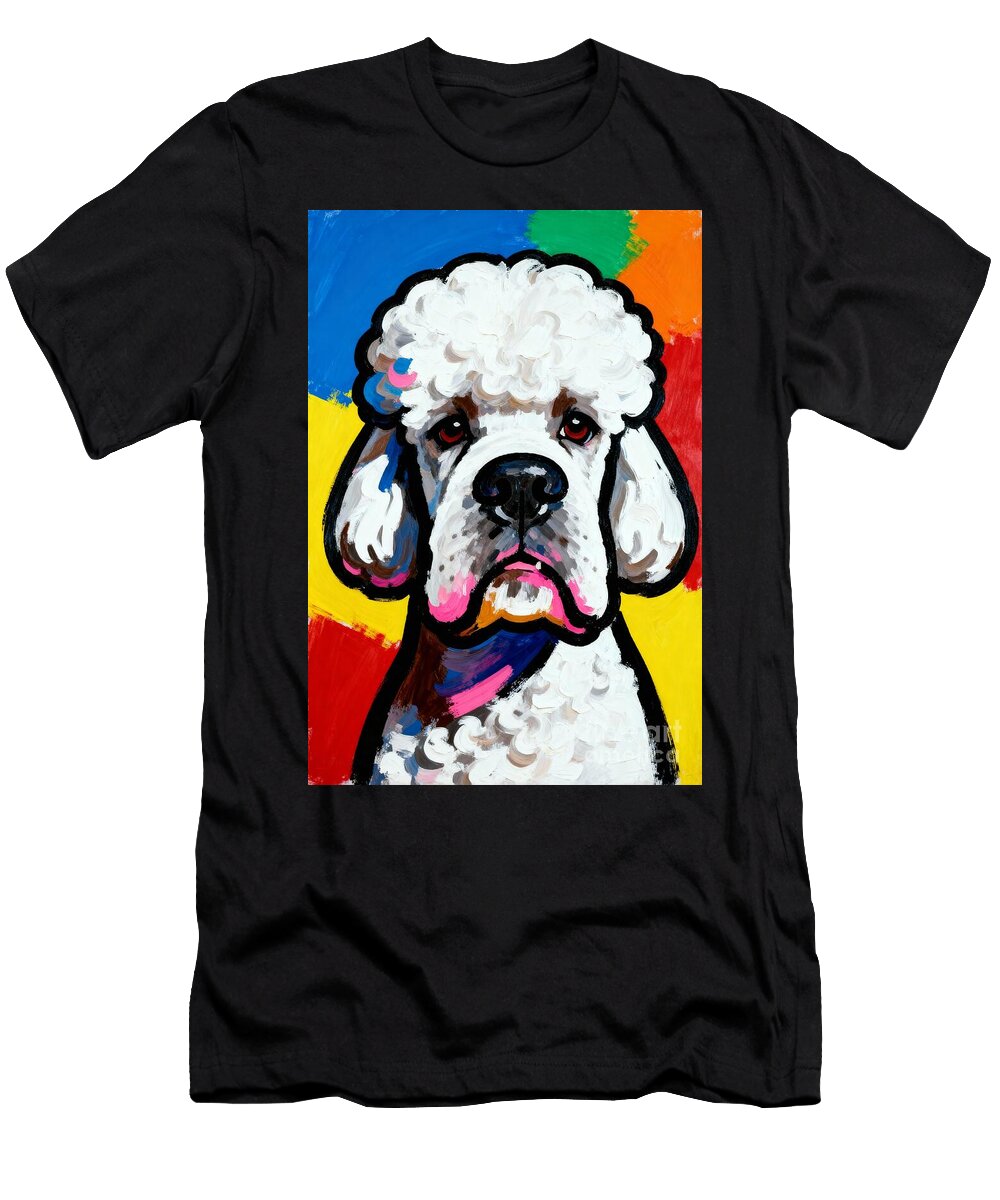 Colorful Portrait of a Poodle Reel Cool Art T-Shirt