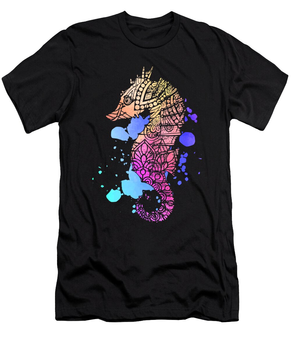 Colorful Sea Horse Sea Animal Maximus Designs T-Shirt