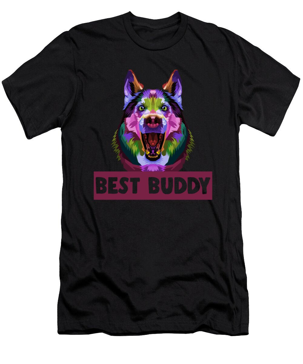 Colorful Siberian Husky Dog Owner Pet Lover Gift Thomas Larch T-Shirt