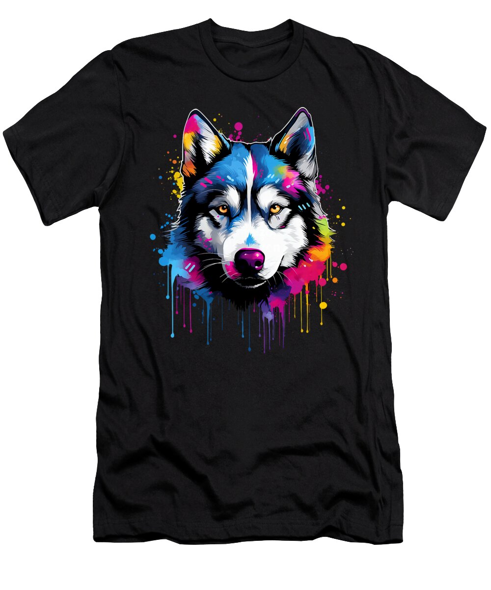 Colorful Siberian Husky Dog Yah Lishr T-Shirt