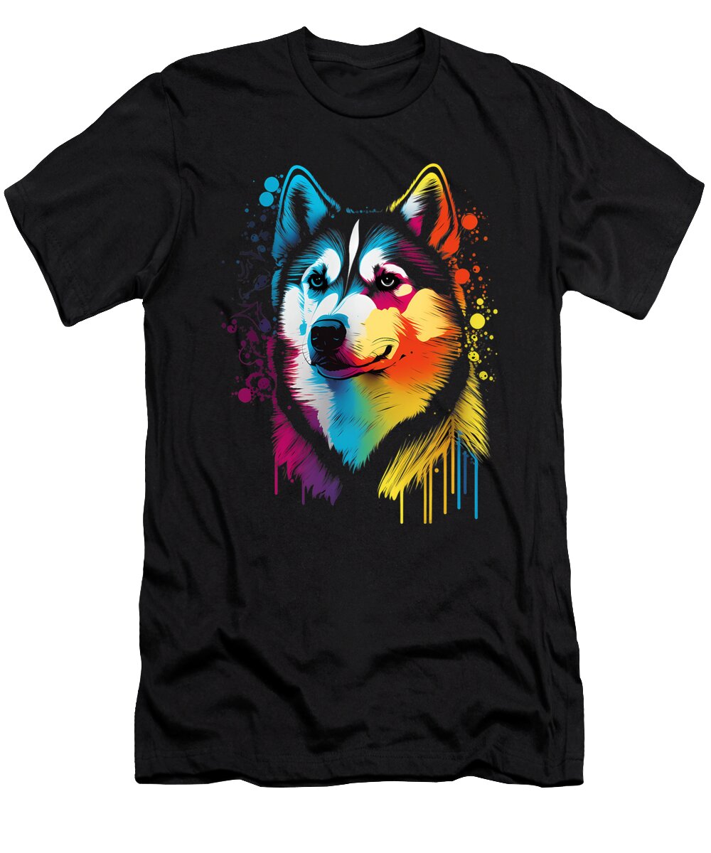 Colorful Siberian Husky Face Painting Funny Animals Dog Art Dhbubble T-Shirt