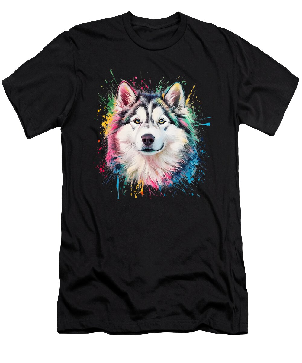 Colorful Watercolor Alaskan Malamute Dh Bubble T-Shirt