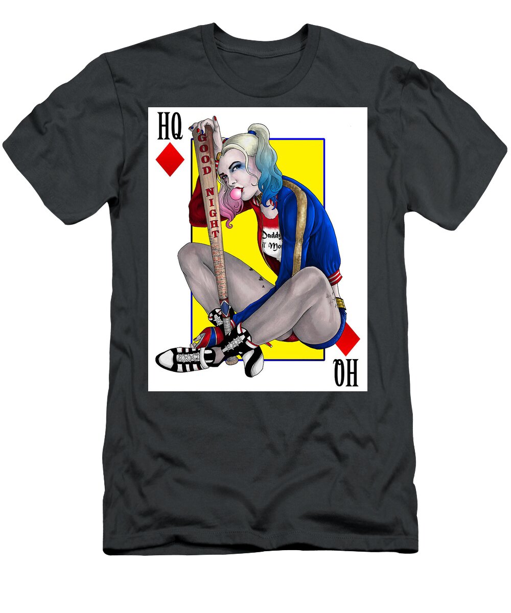 Comic Character with Bat and Gum in Playing Card Matcha Coffe T-Shirt