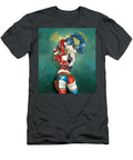Comic Character with Dual Guns and Blue and Red Hair Matcha Coffe T-Shirt