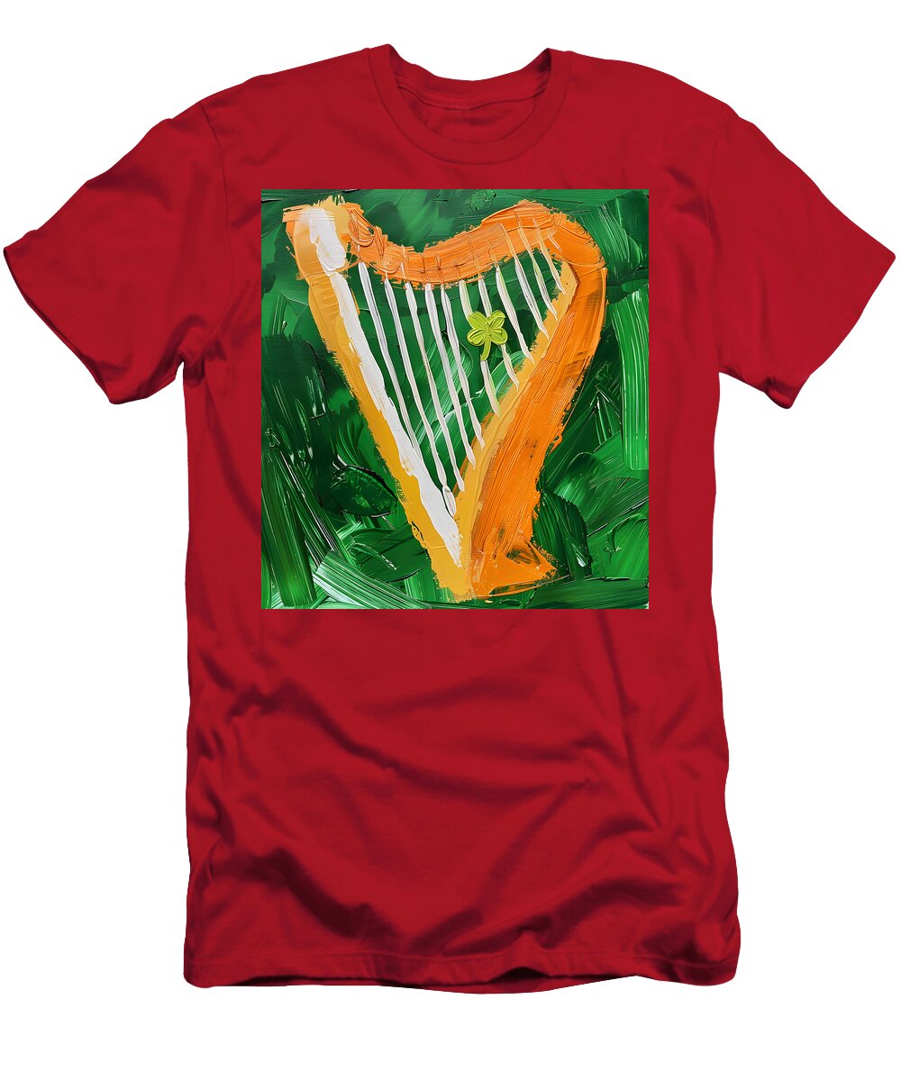 Contemporary Elegance Vibrant Modernism with Shamrock and Harp for St Patricks Day Olfactoart Studio T-Shirt
