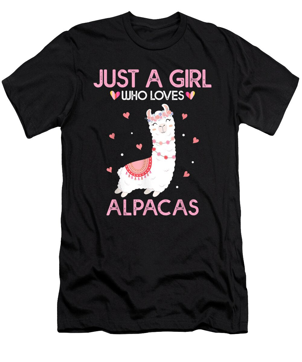 Cool Alpaca Llama Animal Lover Gift Just a Girl Who Loves Alpacas Retro Ezone Prints T-Shirt