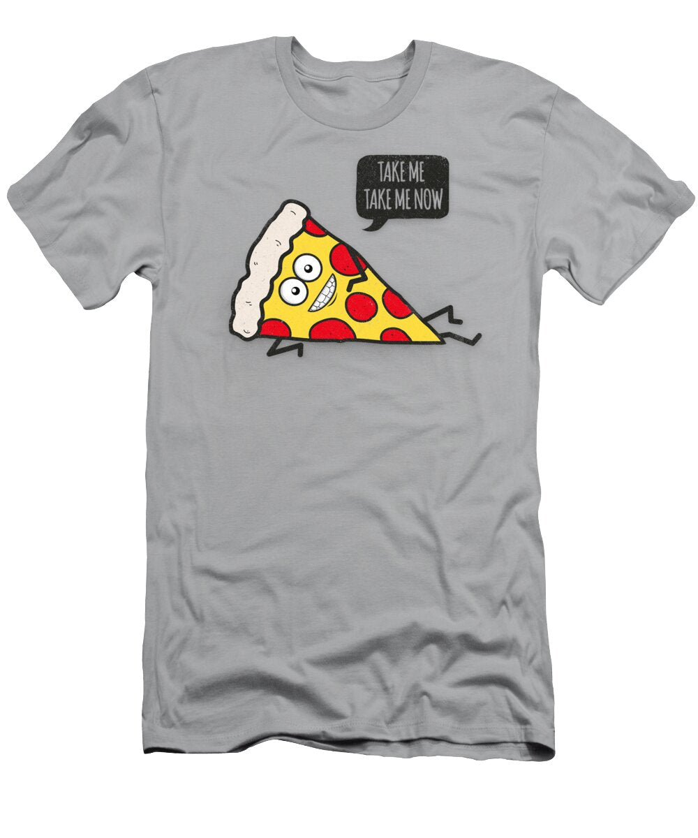 Cool and Trendy Pizza Pattern in Super Acid Green Turquoise Blue Philipp Rietz T-Shirt