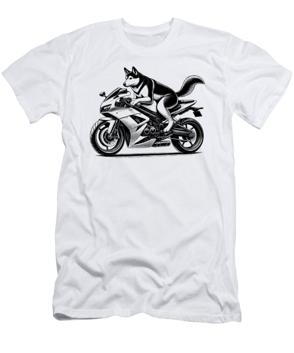 Cool Canaan Dog Riding a Motorcycle Biker Dog Lover Job T-Shirt