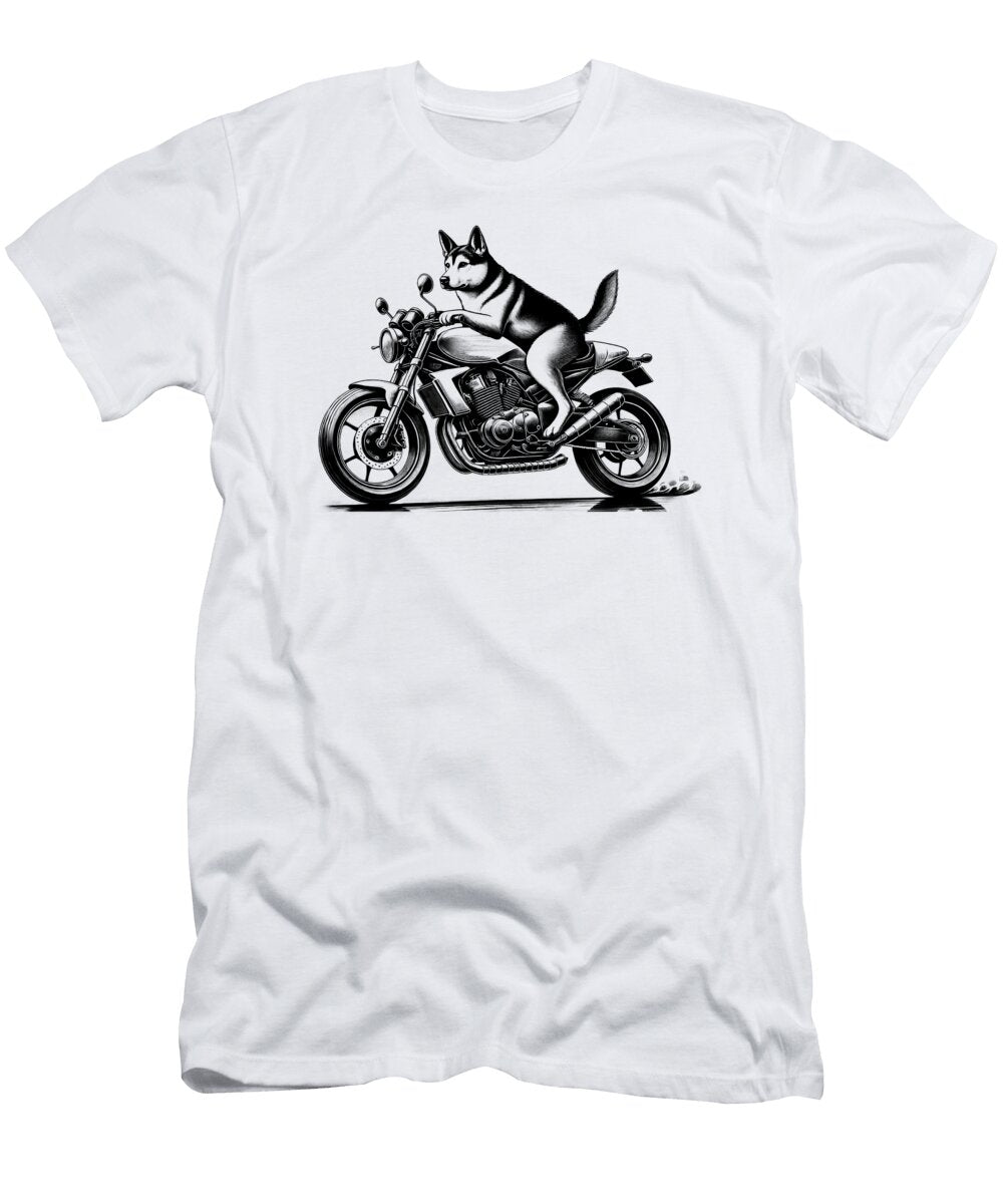 Cool Carolina Dog Riding a Motorcycle Biker Dog Lover Job T-Shirt