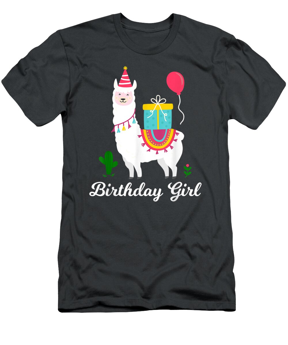 Cool Cute Alpaca Llama Cactus Girls Birthday Party Animal Jamie Rosalie T-Shirt