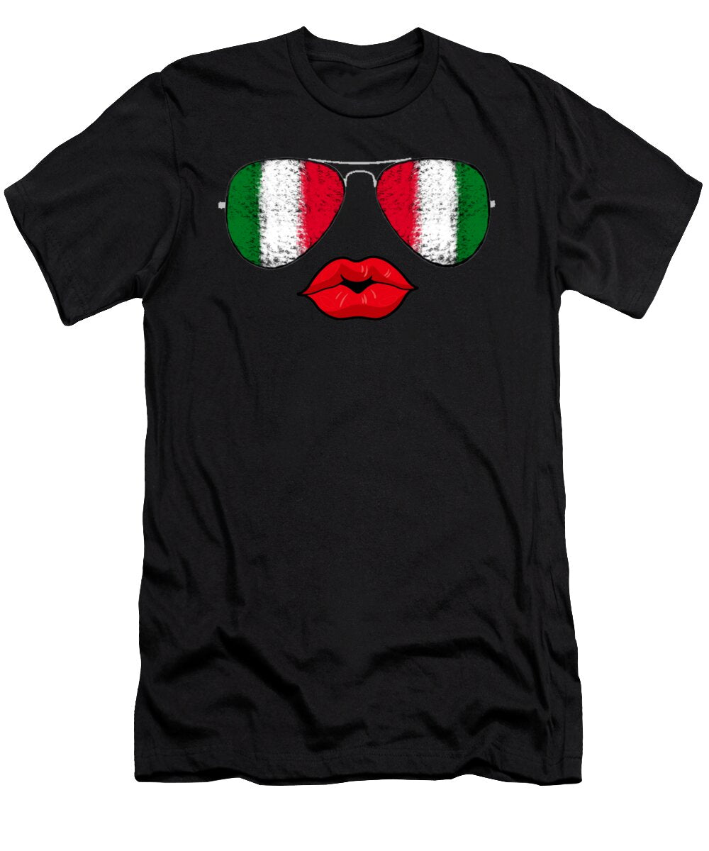 Cool Italian Sunglasses with Woman Lips Italian Licensed Art T-Shirt