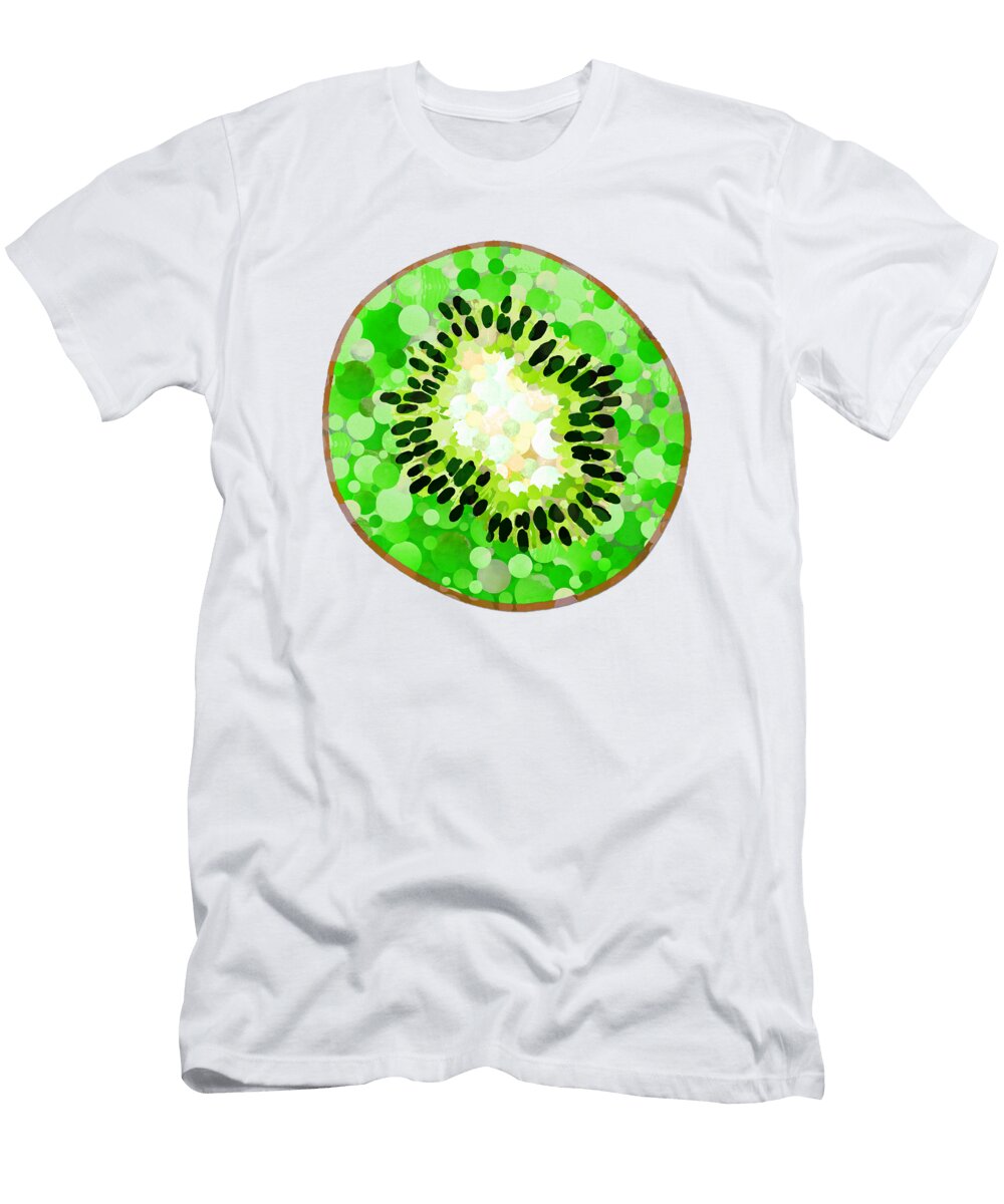 Cool Kiwi Green Fruit Art Sharon Cummings T-Shirt