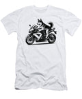 Cool Norwegian Buhund Riding a Motorcycle Biker Dog Lover Job T-Shirt