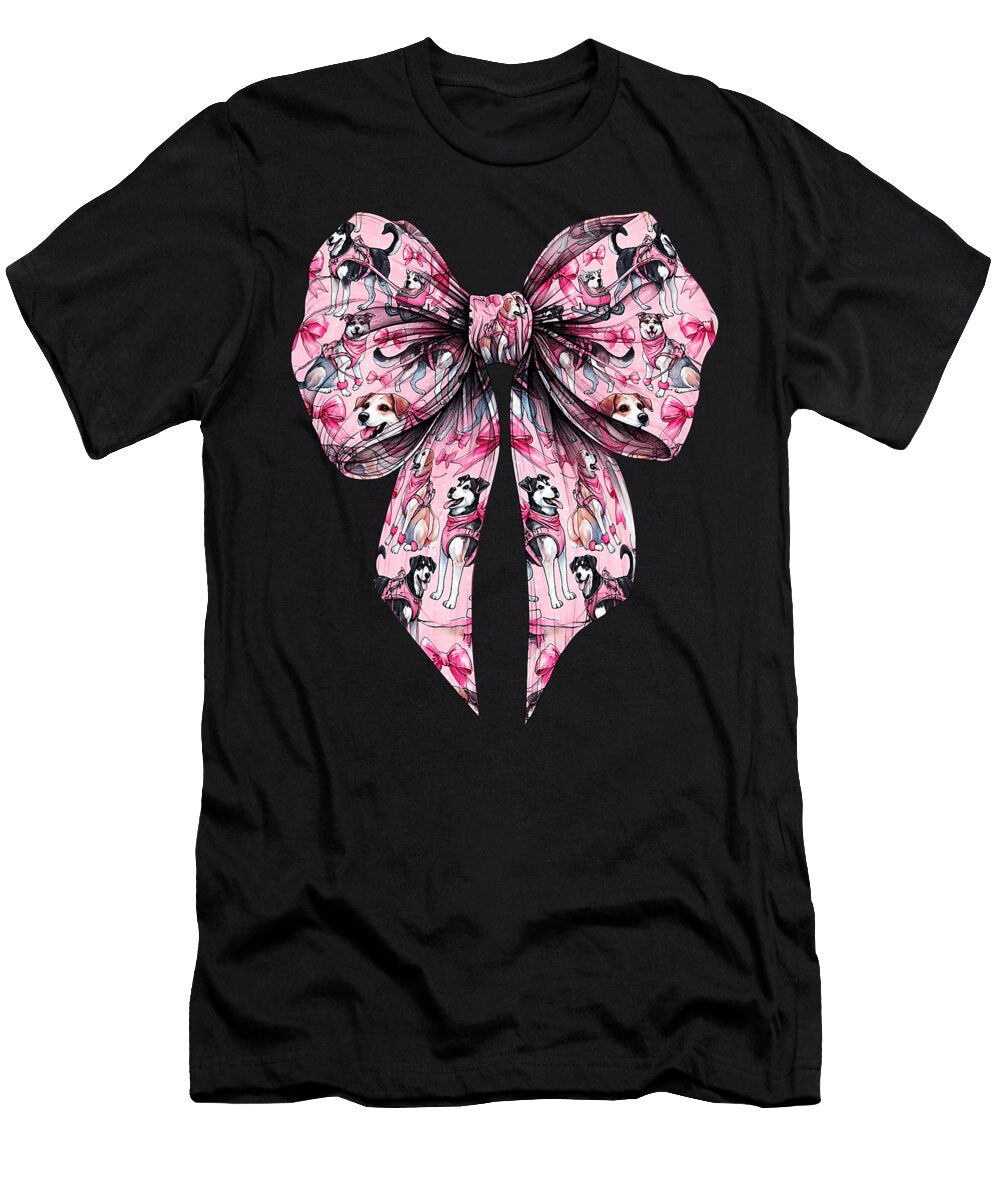 Coquette Bow Mushing Sled Dog Husky Pattern Girl Sophie Eleanor T-Shirt