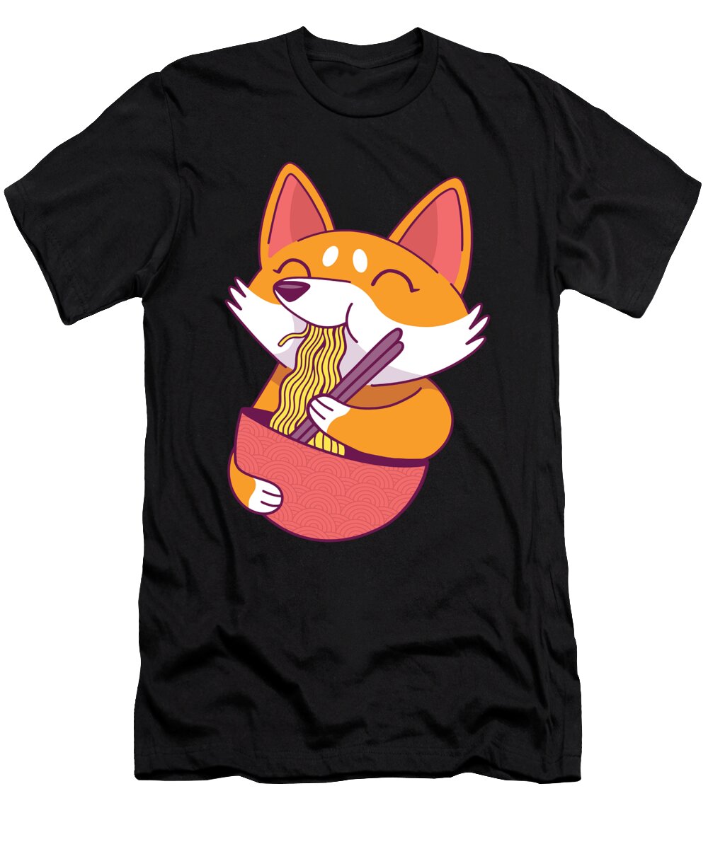Corgi Cartoon Dog Eating Ramen Noodles Chopsticks Designed By Vexels T-Shirt