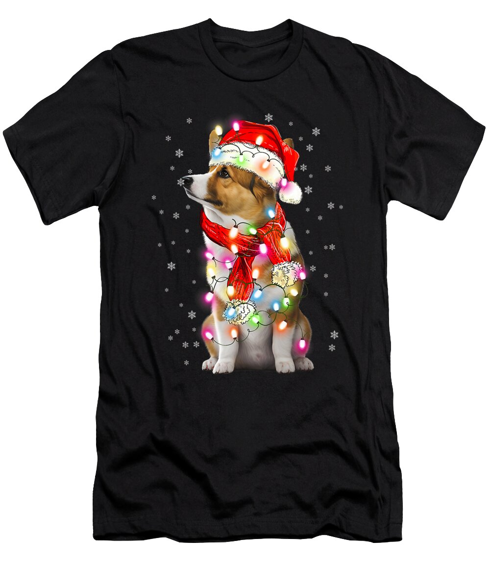 Corgi Dog Santa Clause Hat Xmas Christmas Natalie Lidford T-Shirt